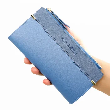 Женская длинная кожаная однотонная модная сумочка, кошелек для монет, сумка для хранения карточек, сумка для хранения карточек