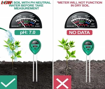 3 in1 Тестер PH почвы Измеритель влажности воды в почве Комплект Садовых растений Английская версия