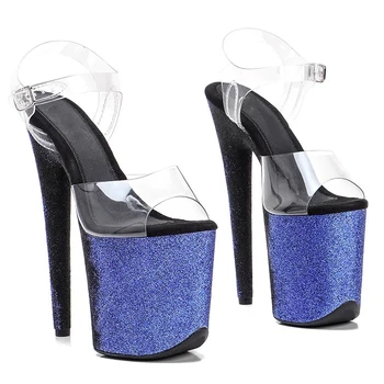 Модная платформа из ПВХ с верхним покрытием 20 см/ 8 дюймов, сексуальные босоножки на высоком каблуке, обувь для танцев на шесте 020