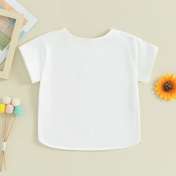 Хлопковые футболки для маленьких мальчиков и девочек с коротким рукавом, многослойная однотонная футболка, детская одежда с неровным подолом