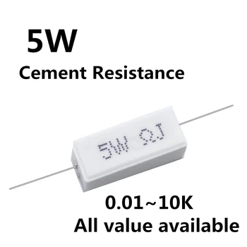 5шт 5 Вт 1.5 2 2.2 3.3 4.7 5 5.1 5.6 6 ом 1.5R 2R 2.2R 3.3R 4.7R 5R 5.1R 5.6R 6R Керамический Цемент Силовое Сопротивление Резистор 5%