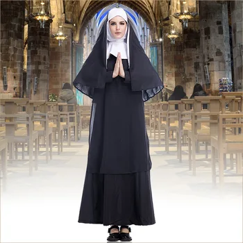 Косплей для взрослых Традиционный костюм сестры монахини Костюмы для косплея религиозных католических священников-миссионеров для взрослых