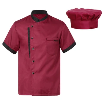 Женская рубашка шеф-повара Mes, пальто шеф-повара, топы, дышащая куртка повара на пуговицах со шляпой, Рабочая форма для пекарни, столовой, ресторана, кухни отеля