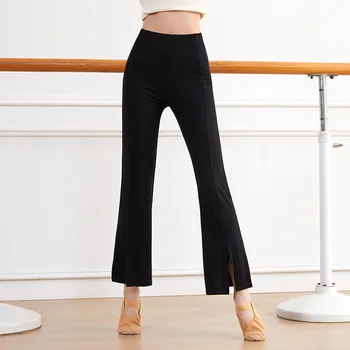 2023 Новые взрослые женские брюки для современных танцев из удобной модальной ткани для женской йоги, латиноамериканской гимнастики, Эластичные широкие брюки с разрезом