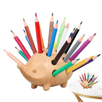 Держатель для карандашей в виде ежика Креативный держатель для ручек с 24 цветными карандашами Чашка для ручек в форме ежика для рабочего стола Канцелярские принадлежности для рабочего стола