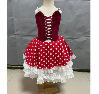 Балетное платье в красный горошек для девочек, детское Рождественское платье принцессы с бантом, платье-пачка на свадьбу, День рождения, наряды для косплея на Хэллоуин