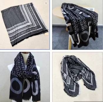 Оригинальный для внешней торговли итальянский модный длинный шарф с новой буквой черного цвета