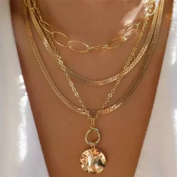 Модная панковская цепочка с преувеличением, Подвеска в форме сердца, Многоуровневое панковское ожерелье для женщин, Винтажное колье, Свадебные украшения