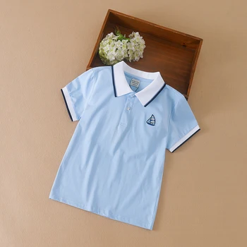 Рубашки для мальчиков с коротким рукавом 2023 Новый Летний топ, рубашка Поло, Детская одежда, Детские спортивные хлопковые футболки