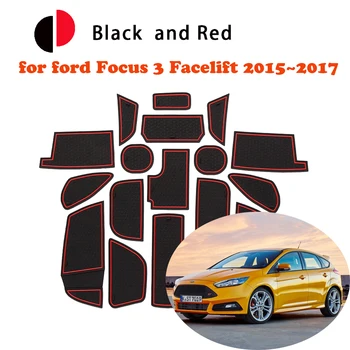 Резиновый Противоскользящий Коврик Дверной Паз Чашки для Ford Focus 3 Facelift RS ST 2015 ~ 2017 Подушка Ворота Слот Подставка Автомобильные Наклейки Аксессуары