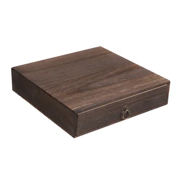 Винтажная деревянная коробка для организации рабочего стола, Многослойный ящик для хранения ювелирных изделий, Пылезащитный ящик для документов с ручкой