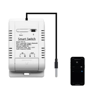 Датчик температуры Tuya Smart Switch, пластиковый Встроенный монитор питания для Alexa Google Assistant