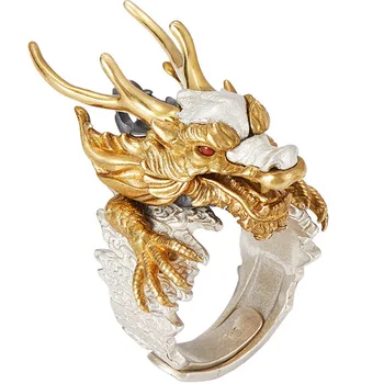 Дизайн мужской и женской ниши из стерлингового серебра S925 пробы, властное кольцо для еды на палец, модное кольцо с живым когтем дракона высокого класса