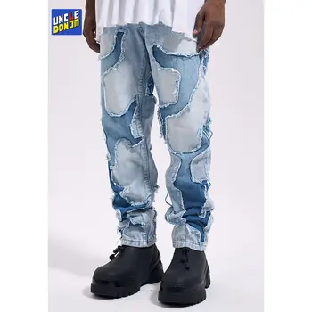 Мужские джинсы с кисточками в стиле пэчворк, уличная одежда в стиле хип-хоп, мужские брюки y2k, потертые джинсы-карго, джинсы 2023 года, роскошные джинсы
