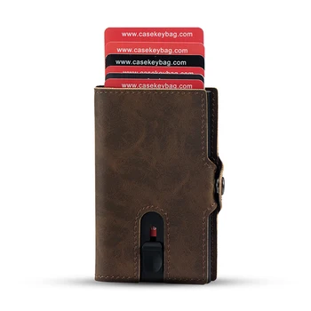CASEKEY, самый продаваемый минималистичный кошелек с Rfid-блокировкой, всплывающий держатель для кредитных карт, винтажный смарт-кошелек из искусственной кожи на молнии