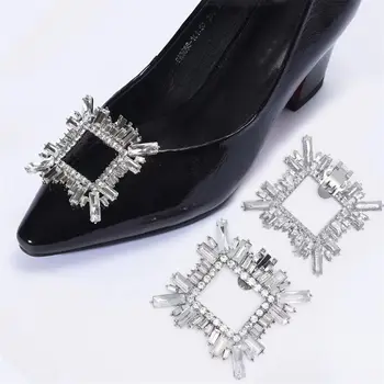 Пара женских туфель для невесты на высоком каблуке с украшением в виде кристаллов, декоративные зажимы для обуви, пряжки для обуви, стразы
