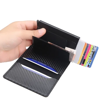 Новый мужской держатель для кредитных карт с RFID-блокировкой из углеродного волокна, Кожаный чехол-бумажник для банковских карт, защита держателя карты, кошелек для женщин