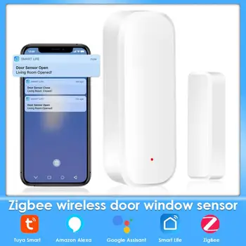 Tuya Zigbee WiFi Датчик двери Умный датчик окна Детектор сигнализации Независимый магнитный датчик Работа с Alexa Google Home