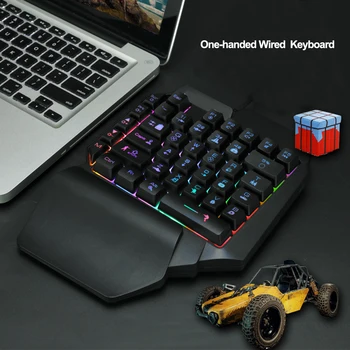 Проводная клавиатура USB RGB Colorful F6 с одной рукой, 39 клавиш, эргономичная игровая клавиатура для планшетных ПК, портативных геймеров.