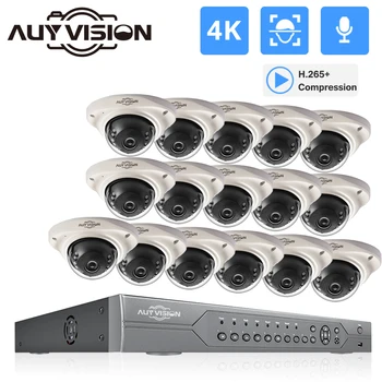Система Ai Smart 8MP 4K 16-канальный POE CCTV Security NVR Комплект для обнаружения человека/лица Аудио Наружная IP-камера Комплект системы видеонаблюдения
