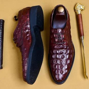 Модная дизайнерская мужская кожаная обувь на шнуровке с острым крокодиловым узором, повседневная мужская обувь, Свадебные офисные туфли-оксфорды для мужчин