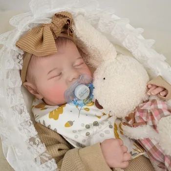 17-дюймовая реалистичная кукла-Реборн, уже готовая роспись, Спящий Новорожденный, 3D Кожа, Видимые вены, Коллекционная Художественная кукла