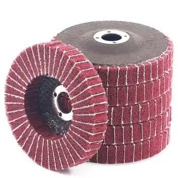6ШТ 4-дюймовых Пластинчатых дисков из красного нейлонового волокна с зернистостью 240 с Наждачной бумагой, идеально подходящих для Удаления краски и полировки трубок из нержавеющей стали