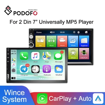 Podofo 2 din CarPlay Android Auto Автомагнитола 7 