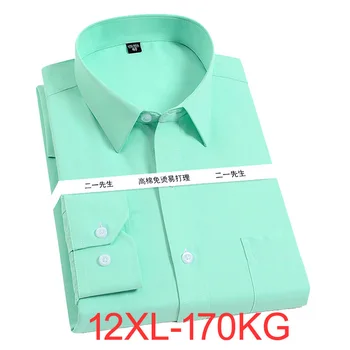 Высококачественная летняя осенняя мужская рубашка большого размера 9XL 11XL 12XL, рубашка с длинным рукавом, офисная официальная деловая офисная рубашка 170 кг