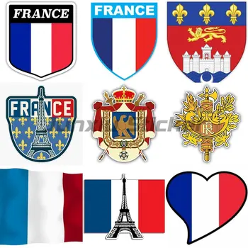 Национальный флаг Франции, Национальная эмблема Франции, Щит с французским флагом, Виниловые наклейки на окна ноутбуков, лобовое стекло, Автомобильные аксессуары