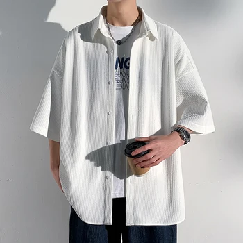 LAPPSTER- Молодежный летний дизайнер, гладкие рубашки на пуговицах 2023, Корейские модные винтажные рубашки, рубашки с короткими рукавами в японском стиле