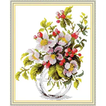 Joy Sunday Наборы для Вышивания Крестиком с Тиснением Blooming Apple Blossoms 11 и 14 КАРАТ DIY Набор для Рукоделия Набор для Вышивания Крестиком
