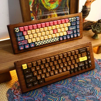 ECHOME Walnut Mechanical Keyboard Kit 68key Беспроводная Трехрежимная Горячая Замена RGB Подсветки Пользовательская Деревянная Игровая Клавиатура для ПК Ноутбука