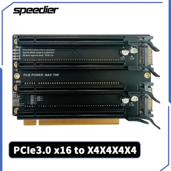 Разъемная карта PCIe 3.0 X16 от 1 до 4 Gen3 Карта расширения X4X4X4X4 Карта адаптера с раздвоением от 1 до 4 слотов Порт питания SATA