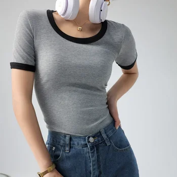 Летние беременные женщины с коротким рукавом 2021, новый пуловер, футболка с круглым вырезом, серый 22