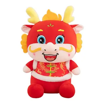 Китайская плюшевая игрушка Зодиакальный дракон, милая фигурка Зодиакального дракона, Новогодняя плюшевая кукла, талисман на удачу 2024, Китайские новогодние украшения