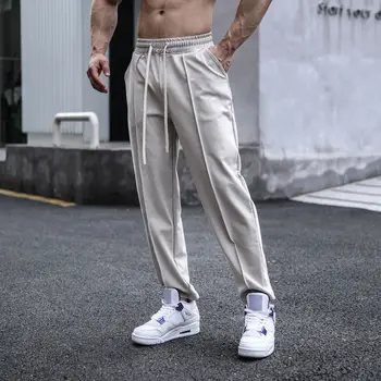 Повседневные брюки с вставками для свободных прямых ног мужская одежда для улицы