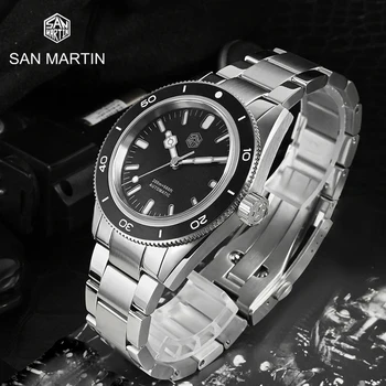 Мужские Часы San Martin 39,5 мм Для Дайвинга Лучший Бренд Класса Люкс Sapphire YN55 Автоматические Механические Наручные Часы 20Bar BGW9 С Полной Подсветкой