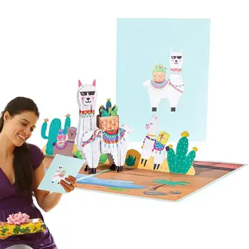 3D Поздравительные открытки Всплывающие Поздравительные открытки С Днем Рождения Милая поздравительная открытка из альпаки Забавные Креативные Бумажные Праздничные открытки на годовщину Рождества
