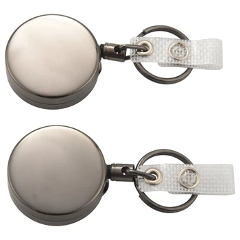 6 Упаковок выдвижных бейджей, металлический держатель для бейджа с зажимом для ремня, кольцо для ключей для именной карточки, брелок для ключей Черный
