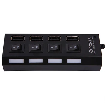 4-Портовый USB-КОНЦЕНТРАТОР Multi USB 2.0 Splitter Высокоскоростной Конвертер Адаптер с Переключателем включения/выключения Для Ноутбука MacBook PC