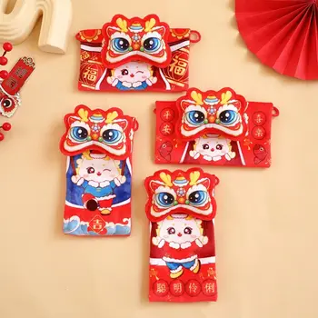 Тканевый китайский плюшевый кошелек с драконом, красный кошелек, новогодний кошелек с монетами, китайский плюшевые игрушки с драконом, подарок, счастливый кошелек