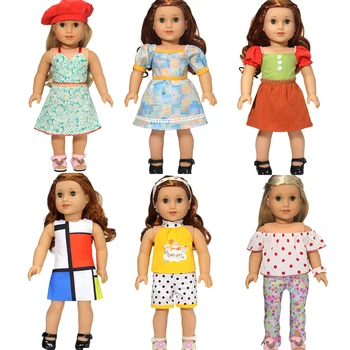 мини-кукольная одежда для модных джинсовых комбинезонов American doll 43-45 см, платье с бантом в подарок для девочки