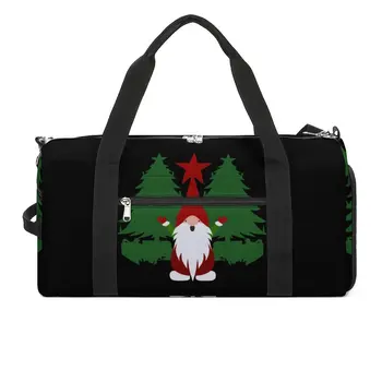 Спортивная сумка Merry Christmas с забавными гномами и деревьями, Оксфордские спортивные сумки с обувью, тренировочная сумочка, милая сумка для фитнеса для пары