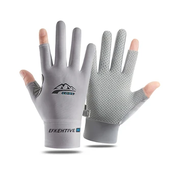 Перчатки для рыбалки с солнцезащитным кремом, нескользящие, дышащие Перчатки с нейтральной защитой от ультрафиолета, спортивные велосипедные перчатки для рыбалки со льдом, шелковые перчатки