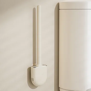 Настенный ершик для унитаза Силиконовая плоская насадка Глубоко Очищающая щетка для ванной комнаты Туалетные щетки с длинной ручкой