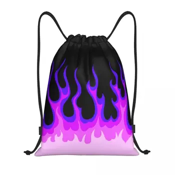 Фиолетовый Классический рюкзак Racing Flames на шнурке, Женский Мужской рюкзак для спортзала, переносная хозяйственная сумка Flaming Fire, сумка-мешок