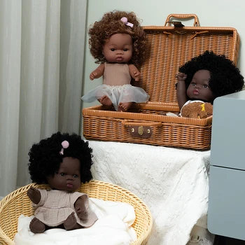 35 см Американская Возрожденная Кукла-Младенец Черные Мягкие Виниловые Куклы-Младенцы Реалистичные Новорожденные Куклы-Младенцы Подарок для Девочек Кукла Игрушка 14 дюймов Куклы для Девочек