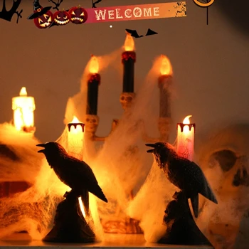 Светодиодный подсвечник в форме Вороны в готическом стиле Освещает подсвечник с птицами для украшения Хэллоуина DIY