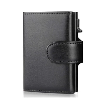 Модный алюминиевый кошелек для кредитных карт с RFID-блокировкой Trifold, Умные мужские кошельки из 100% натуральной кожи, Тонкий с карманом для монет